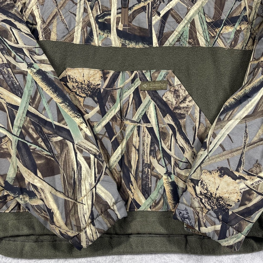 Columbia Fleece Pullover Mens XL Green DH Marsh Camo Quarter Zip - Picture 3 of 9